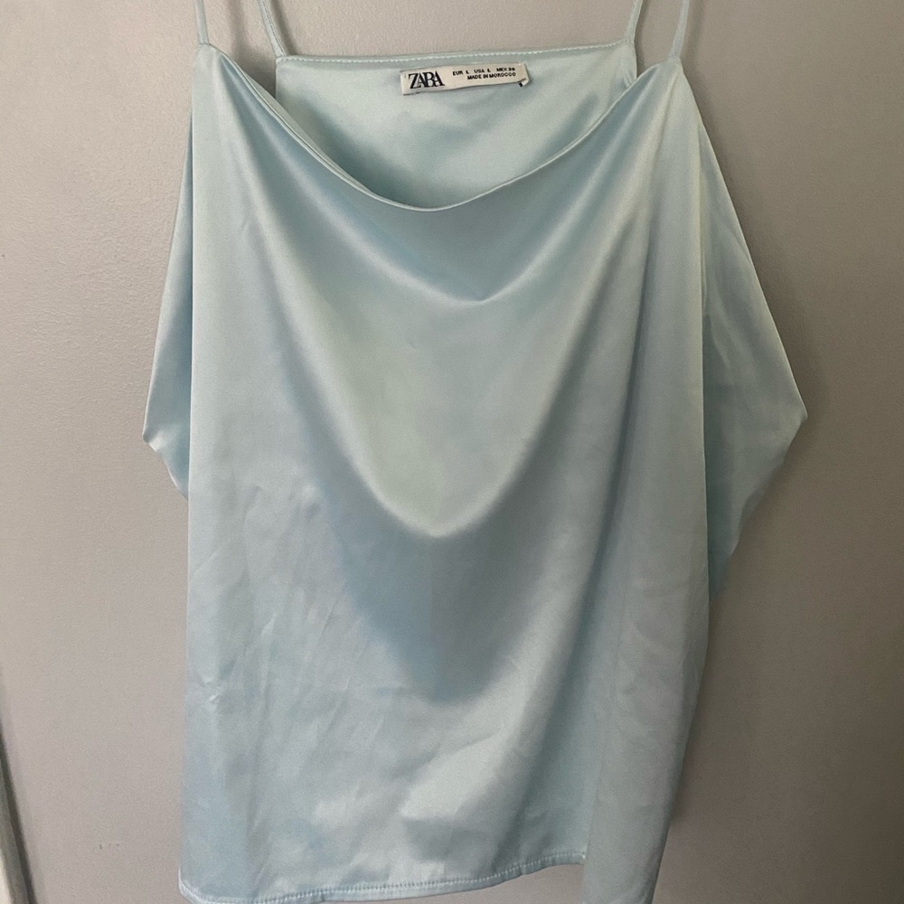 Blue silky top